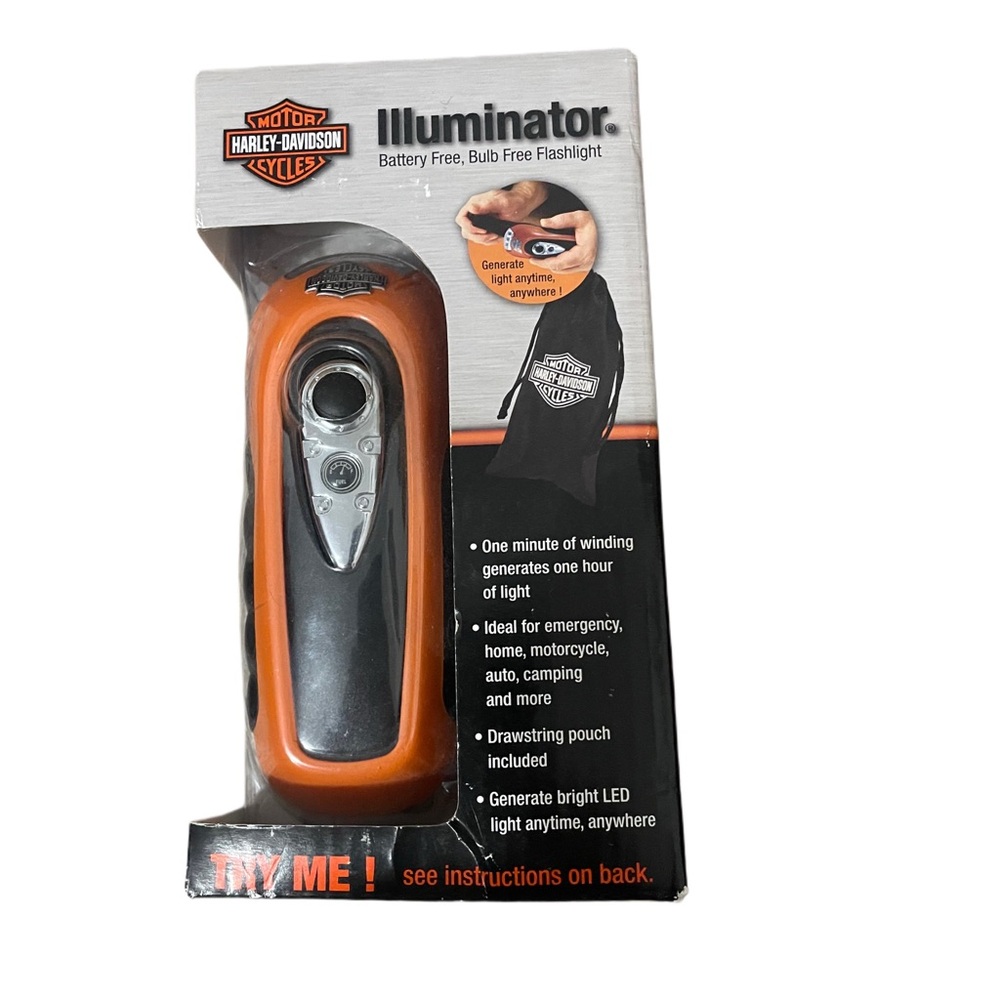 Harley-Davidson Illuminator hand-crank Flashlight - vintage - collectible